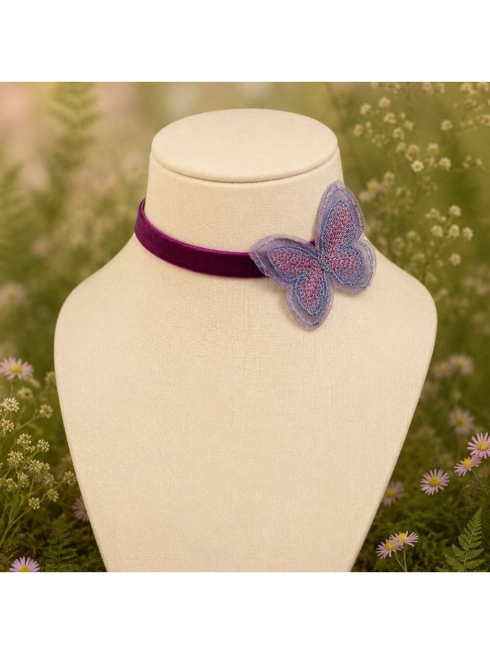 Pink Butterfly Choker Velvet Choker Fairycore Necklace Butterfly Necklace